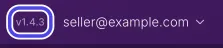 The right end of the top bar of NotBot, with the version v1.4.3 circled, next to the account email.