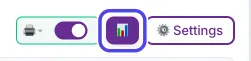 The row of buttons at the top of the NotBot panel with the purple chart button circled.