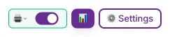 The top row of the live panel with the printer icon and Auto-print switch, the show details button, and the Settings button.
