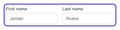 The First name and Last name boxes, circled, filled in with Jordan and Rivera.
