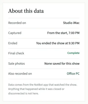 About this data: recorded on a computer, captured from the start, ended by the seller, final check Complete, no sale photos saved, and also recorded on a second computer.