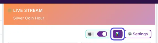 The row of controls under the show name. The purple chart button is circled.