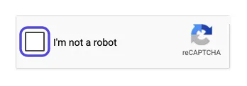 The I'm not a robot box, with its empty square circled.