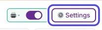 The top of the NotBot panel with the Settings button circled.
