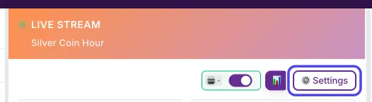 The row of controls under the show name. The Settings button is circled.