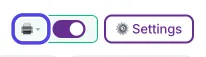 The top of the NotBot panel with the printer icon circled, next to the auto-print switch and the Settings button.