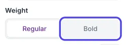 The Weight buttons, Regular and Bold, in the settings panel for the Buyer field. Bold is circled.