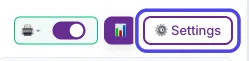 The top of the NotBot panel with the Settings button circled.