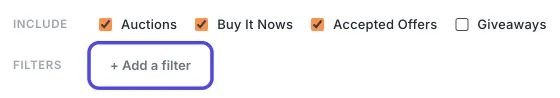 The Filters row with the + Add a filter button circled.