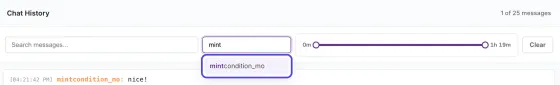 The Username box with mint typed in it and, under it, a list with the matching name mintcondition_mo, which is circled.