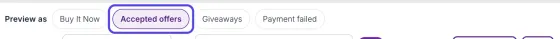 The Preview as row under the label with Buy It Now, Accepted offers, Giveaways and Payment failed. Accepted offers is selected and circled.
